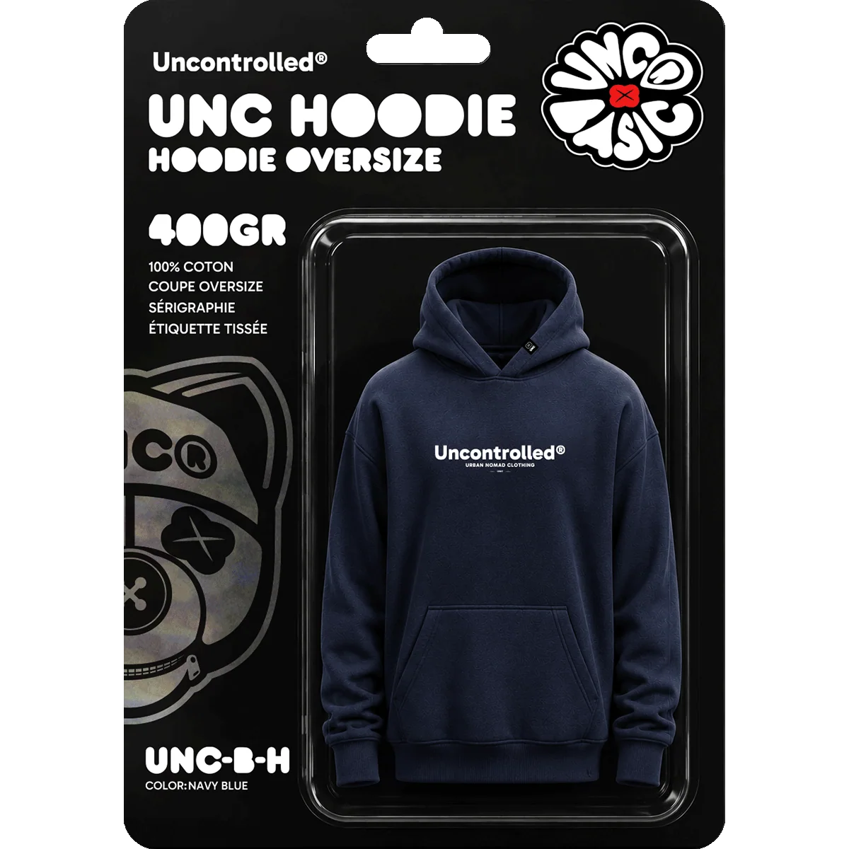Hoodie Oversize navy blue UNC Basic