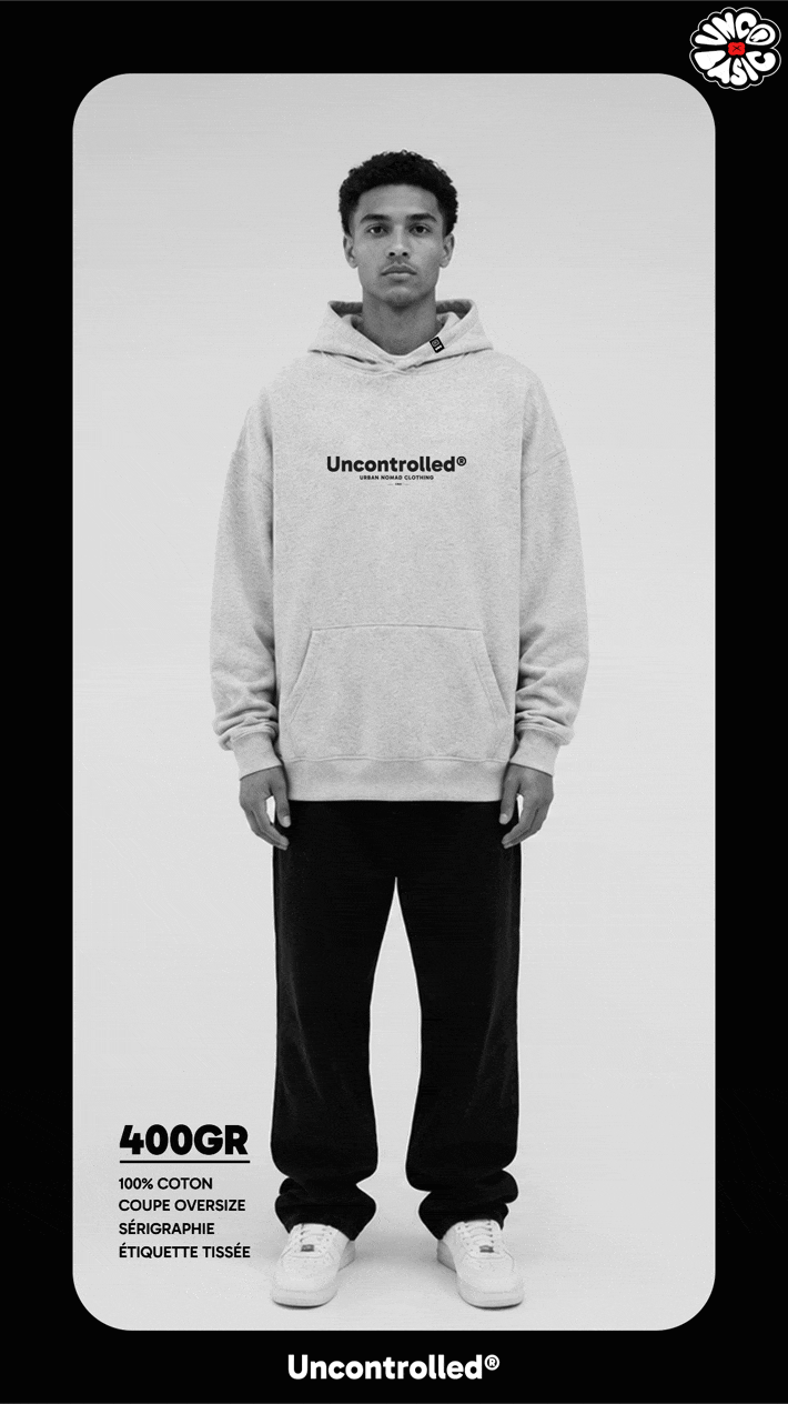 Hoodie UNC Basic gris chiné porté