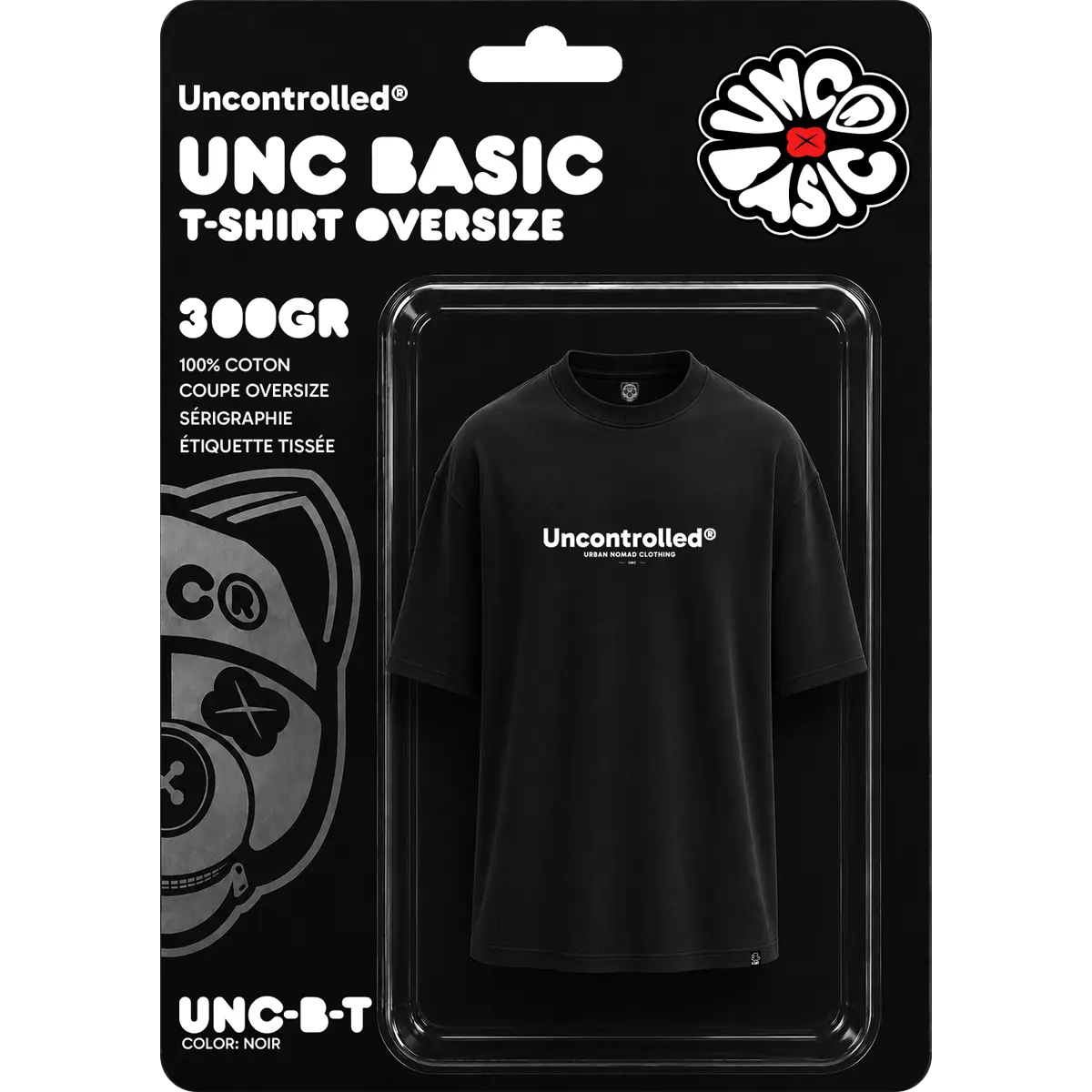 Packaging UNC Basic Print — t-shirt oversize noir